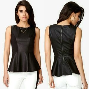 Faux Leather Peplum Top