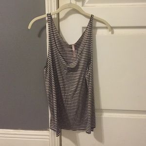 Gray and pink striped tank
