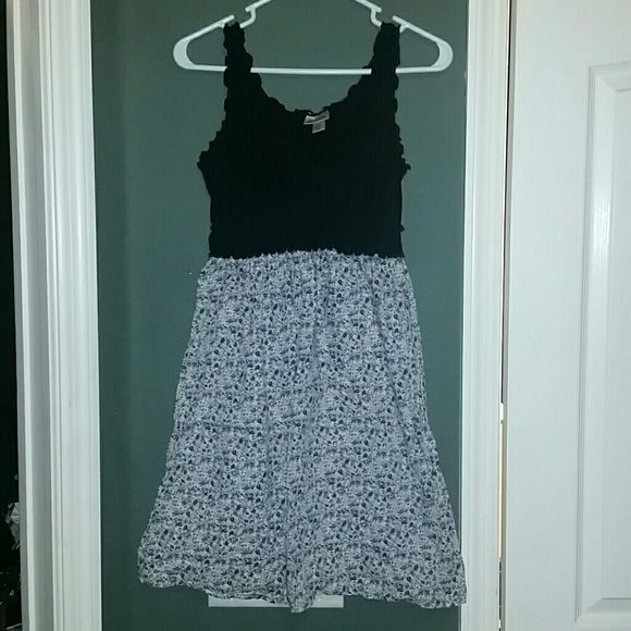 Black tank top dress with bottom flower pattern