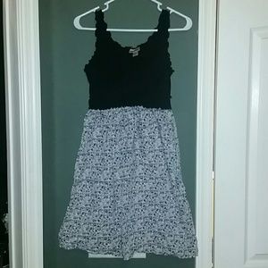 Black tank top dress with bottom flower pattern