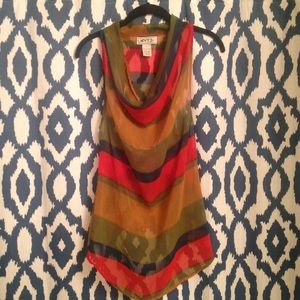 Racerback cowl neck sheer tank blouse size S