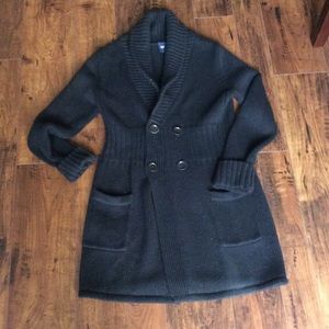 Extra long and chunky double button black sweater