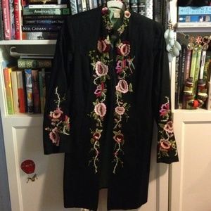 Anthropologie Embroidered Coat Elevenses 12