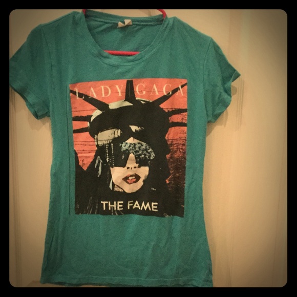 Tops - Lady gaga teal concert tee