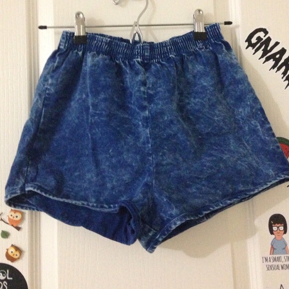 blue acid wash aa shorts