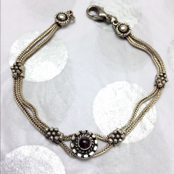 Sterling Silver & Genuine Garnet Set - Picture 2 of 4