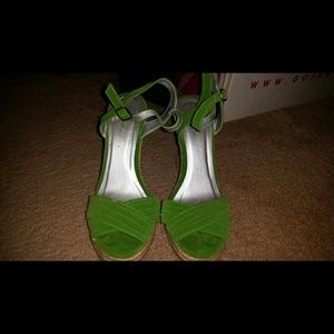 Lime green wedges. Size 8.
