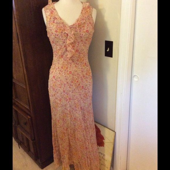 ICE 100% silk pink floral sleeveless dress sz 10