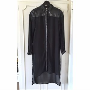 Sheer and leather dress by Topshop Premium