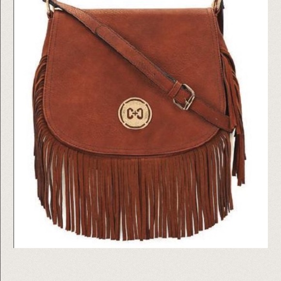 Real Leather fringed saddle bag