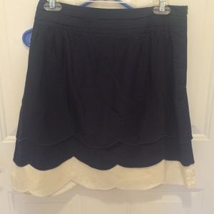 Anthropologie skirt - navy with scalloped bottom
