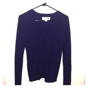 Navy Button Up Sweater