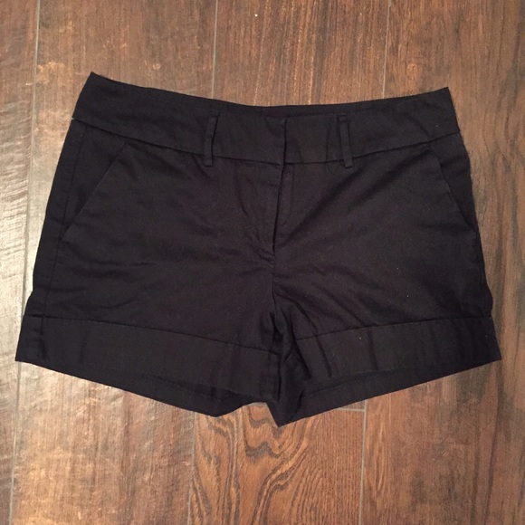 Black Cotton Cuffed Shorts