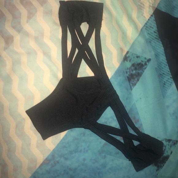 black strappy bikini bottom - little black diamond