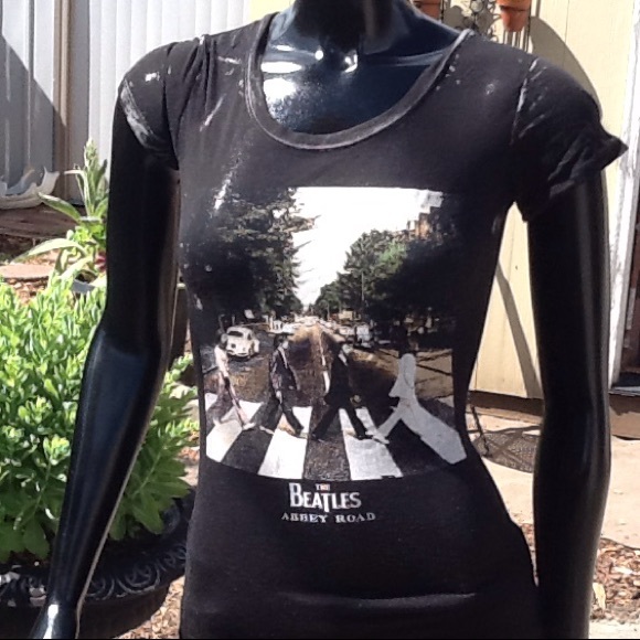 The beatles Tops - The Beatles Tee Abbey Road  size small black sheer