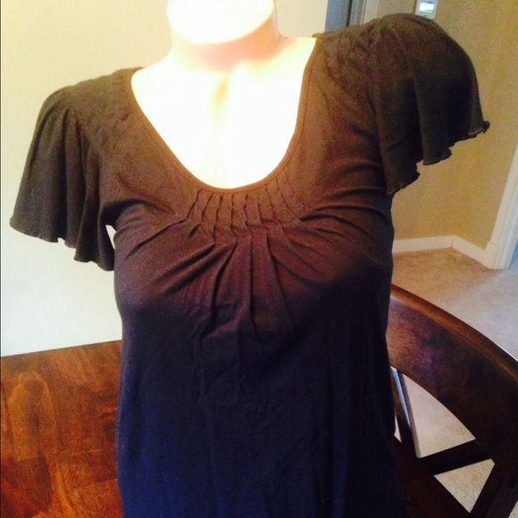 Black Flutter Sleeve Top