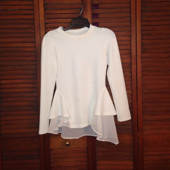 Long sleeve White Peplum Top