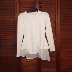 Long sleeve White Peplum Top