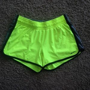 Neon yellow dri-fit shorts