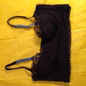 Anthropologie Eloise long line black lace bra