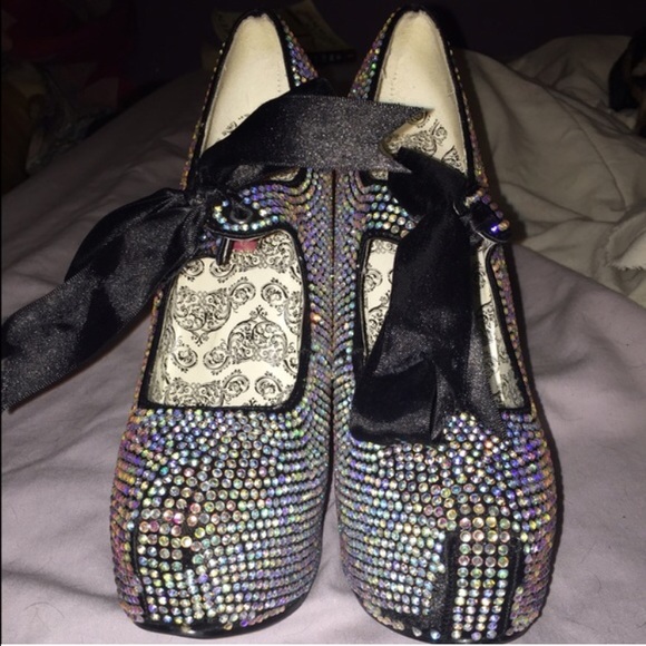 Black Bordello Rhinestone Heels - Picture 2 of 4