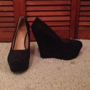 Black Suede Wedges