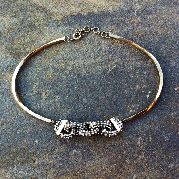 NWT Art Deco Pave Gold Link Collar Necklace - Picture 3 of 4
