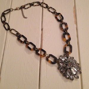 Tortoise Shell and Rhinestone statement necklace