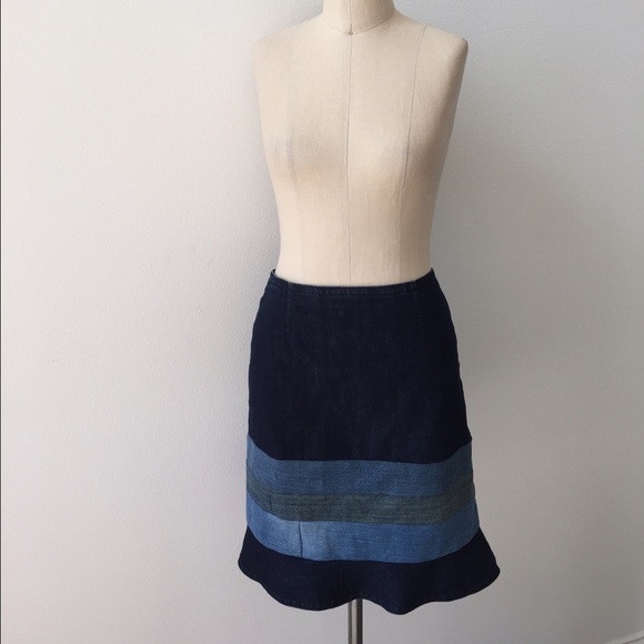 Anthropologie Dresses & Skirts - Leifsdottir mixed denim fluted pencil skirt