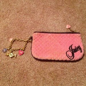 JC pink velour wristlet