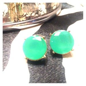 Green stone stud earrings