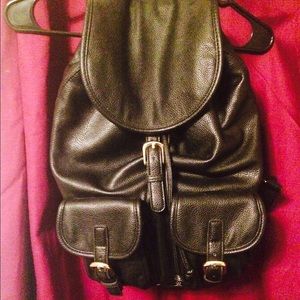Black leather backpack