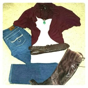 Deep red shrug sweater