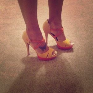 Suede & Leather Color Block Heels
