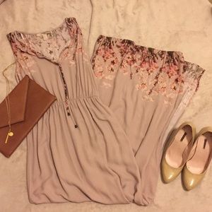 Nude/Floral Maxi Dress