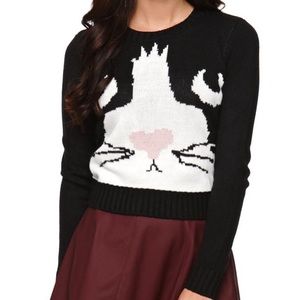 LA Hearts Cat Cropped Sweater
