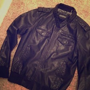 Men's Guess Leather Jacket size M black