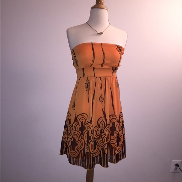 ⭐️ BOGO! Orange Delicate Strapless Tunic/Dress