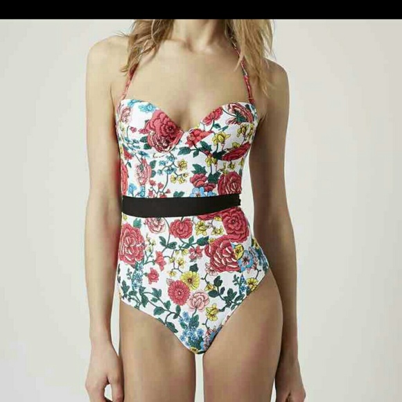 Topshop Floral One Piece Bathing Suit NWOT