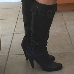 Black leather boots