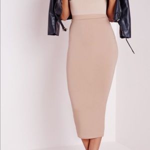 Longline Jersey Midi Skirt Nude