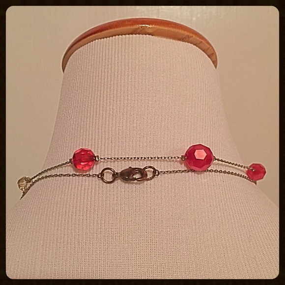 {Ann Taylor} Pink Crystal and Gold Necklace - Picture 3 of 3