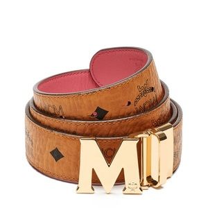 MCM Reversible Pink Logo Belt O/S 100% Authentic!