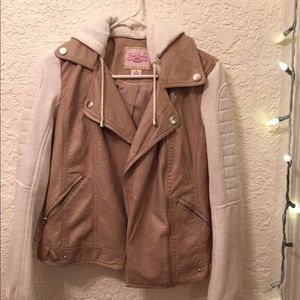 leather/ fuzzy jacket