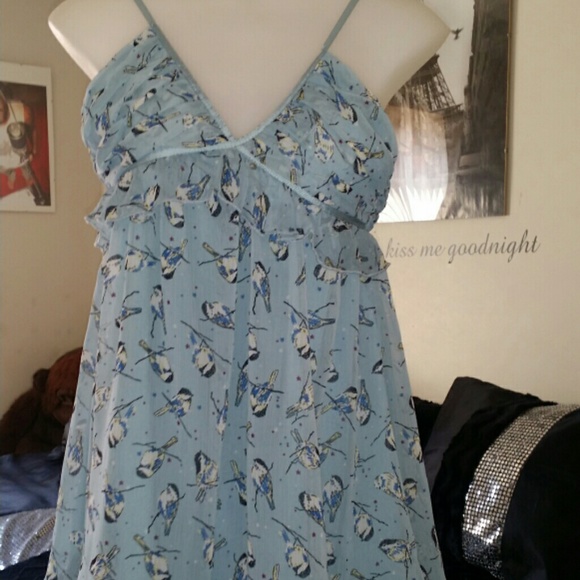 Steve Madden Tops - Steve Madden Blue Birds Ruffle Tunic