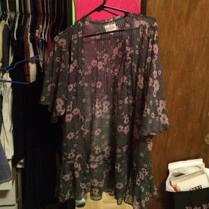 Flower print kimono