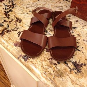 H Crew brown leather sandals made in Italy.