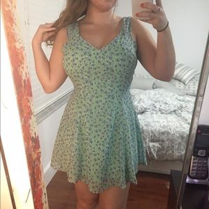 Flowery Light Teal Dress