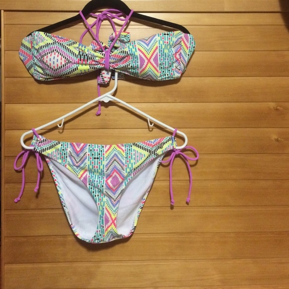 American eagle multi-color print two piece bandeau - Picture 1 of 4