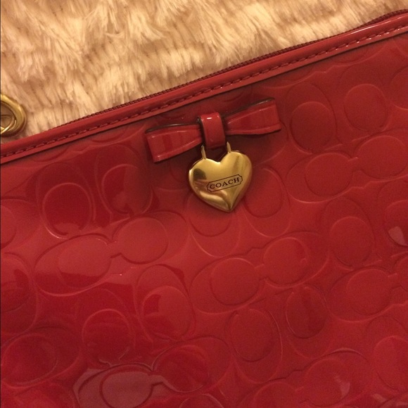 Red Patent Leather Coach Wristlet - Picture 2 of 4